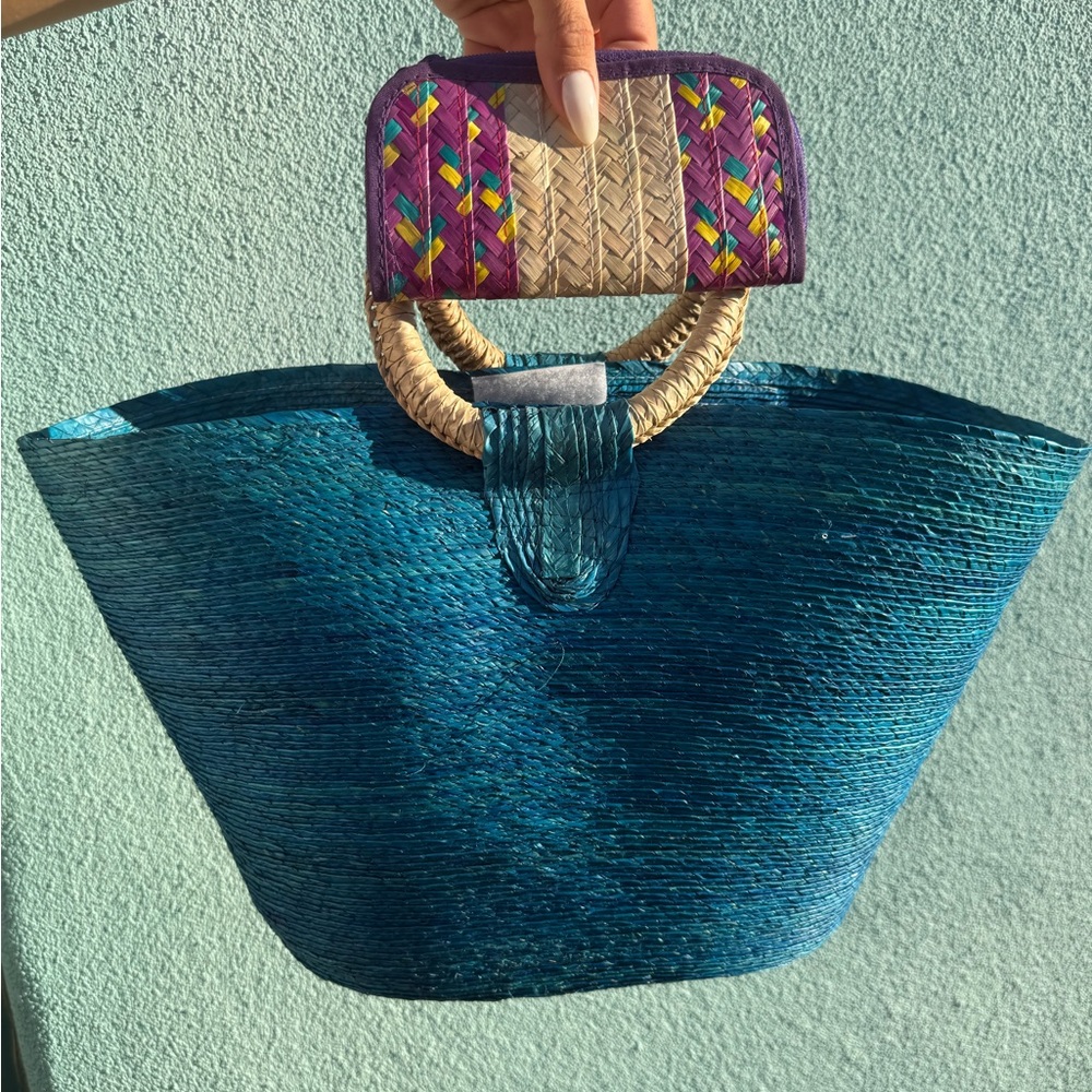 Made in Mexico hand-woven palm purse